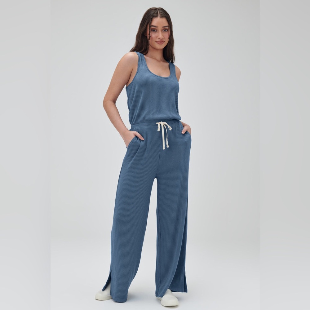 Spiritual Gangster Ballet Rib Wide-Leg Perfect Jumpsuit